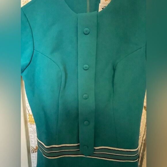 Vintage blue dress with  white stripe - Picture 9 of 14